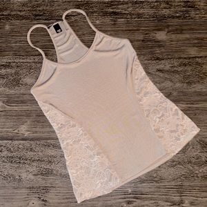 NWOT Victorias Secret Taupe Ribbed Lace Slinky Tank